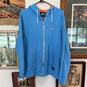Vintage 90s/00s RARE Nike SB Icon Full Zip Blue Sold Out Hoodie Size Medium